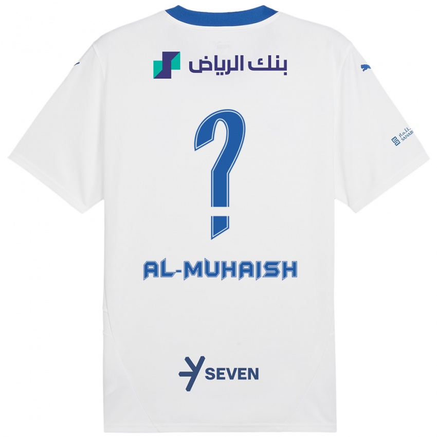 Enfant Maillot Mohammed Al-Muhaish #0 Blanc Bleu Tenues Extérieur 2024/25 T-Shirt Belgique