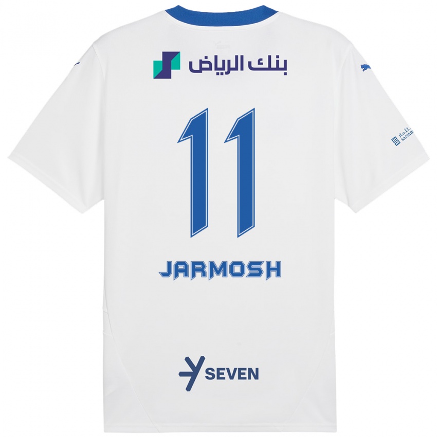 Enfant Maillot Abdulaziz Jarmosh #11 Blanc Bleu Tenues Extérieur 2024/25 T-Shirt Belgique