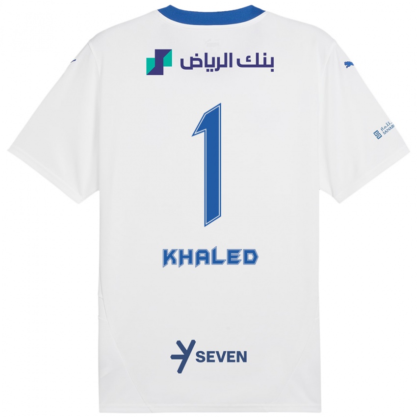 Enfant Maillot Nawal Khaled #1 Blanc Bleu Tenues Extérieur 2024/25 T-Shirt Belgique