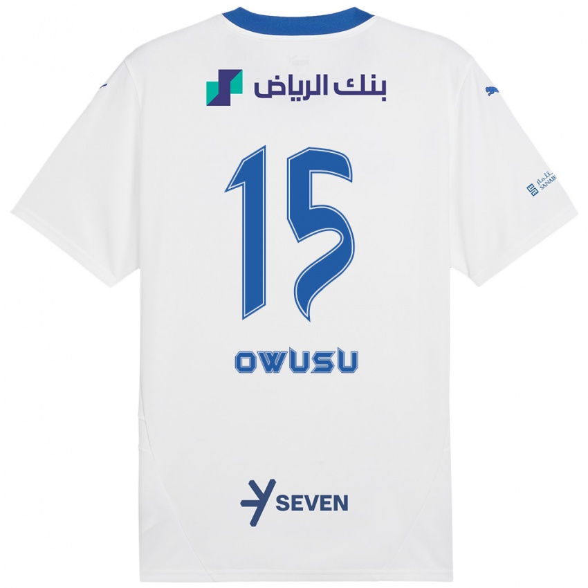 Enfant Maillot Mavis Owusu #15 Blanc Bleu Tenues Extérieur 2024/25 T-Shirt Belgique