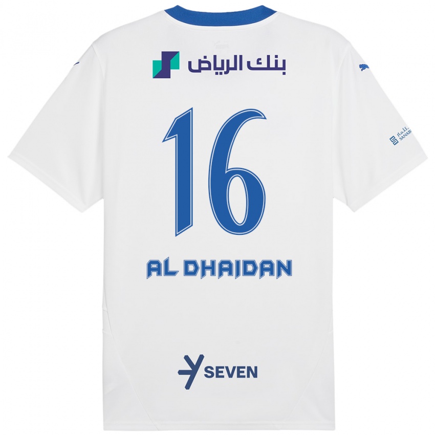 Enfant Maillot Nadia Al-Dhaidan #16 Blanc Bleu Tenues Extérieur 2024/25 T-Shirt Belgique