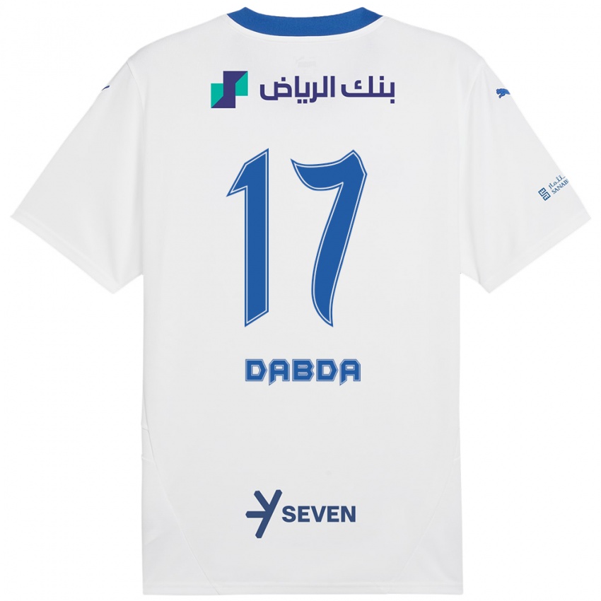 Enfant Maillot Claudia Dabda #17 Blanc Bleu Tenues Extérieur 2024/25 T-Shirt Belgique