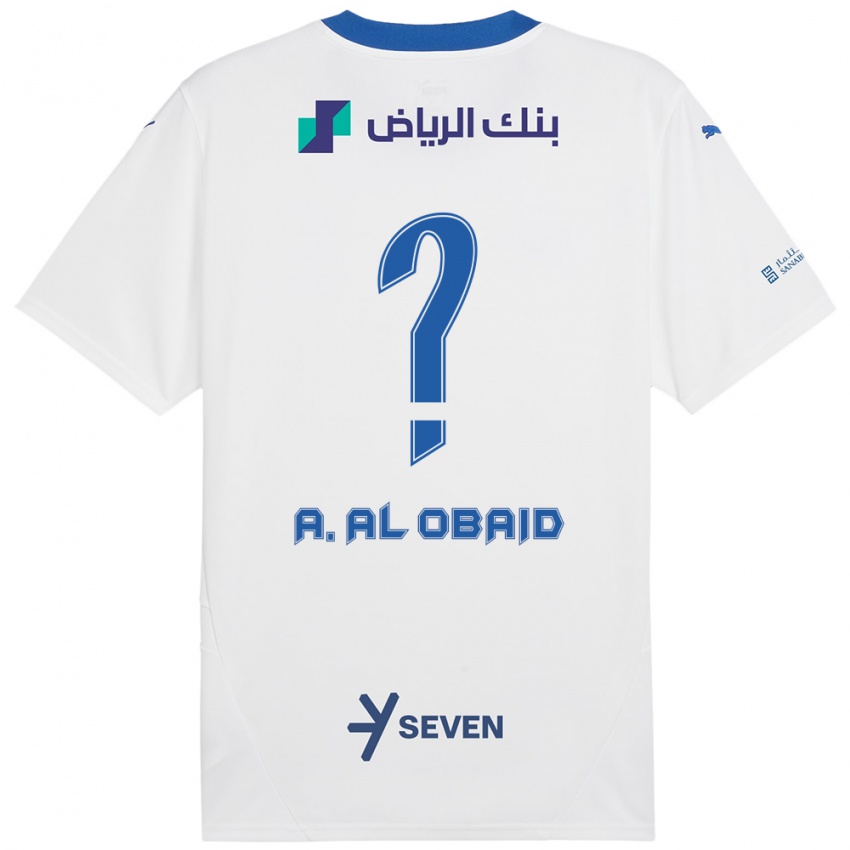 Enfant Maillot Abdulrahman Al-Obaid #0 Blanc Bleu Tenues Extérieur 2024/25 T-Shirt Belgique