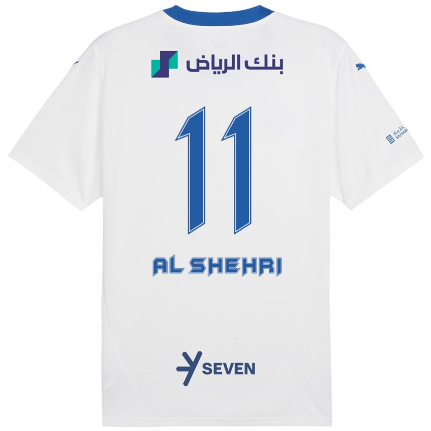 Enfant Maillot Saleh Al-Shehri #11 Blanc Bleu Tenues Extérieur 2024/25 T-Shirt Belgique