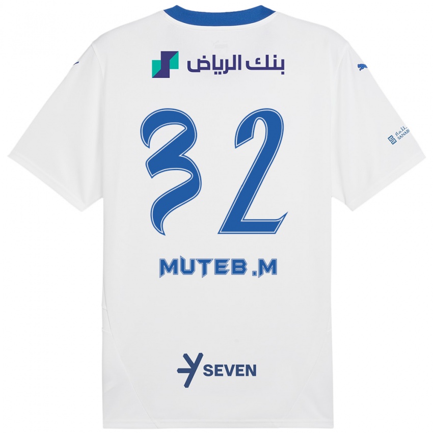 Kinderen Muteb Al-Mufarrij #32 Wit Blauw Uitshirt Uittenue 2024/25 T-Shirt België