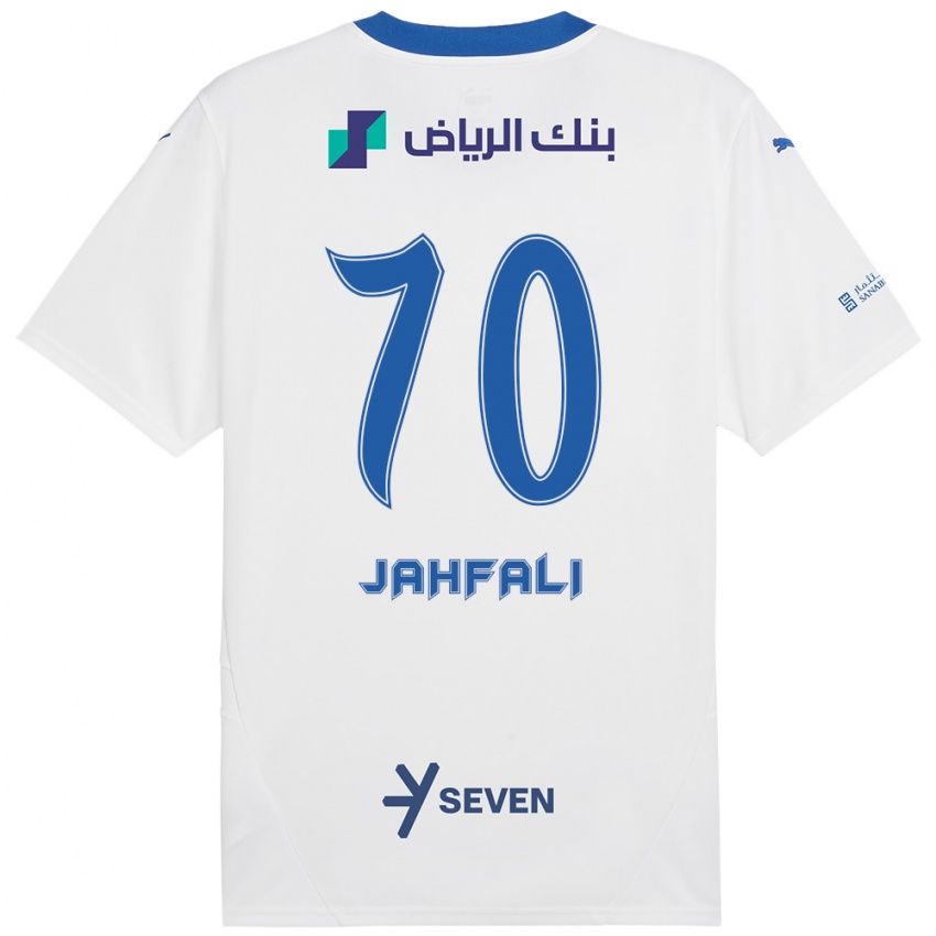 Enfant Maillot Mohammed Jahfali #70 Blanc Bleu Tenues Extérieur 2024/25 T-Shirt Belgique