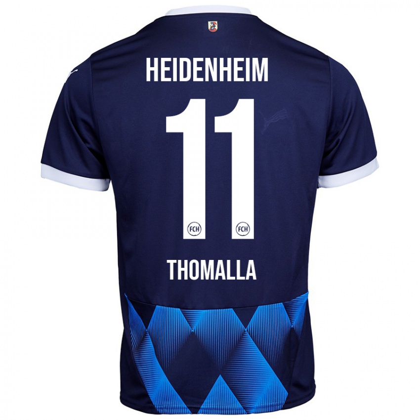 Enfant Maillot Denis Thomalla #11 Bleu Marine Foncé Tenues Extérieur 2024/25 T-Shirt Belgique