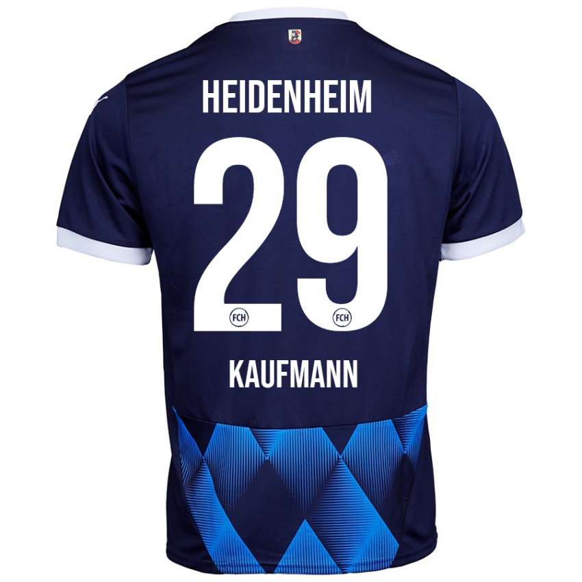 Enfant Maillot Mikkel Kaufmann #29 Bleu Marine Foncé Tenues Extérieur 2024/25 T-Shirt Belgique