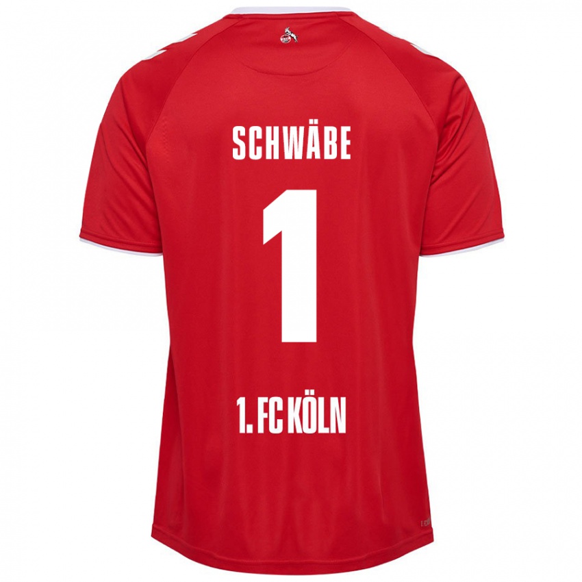 Enfant Maillot Marvin Schwäbe #1 Rouge Blanc Tenues Extérieur 2024/25 T-Shirt Belgique