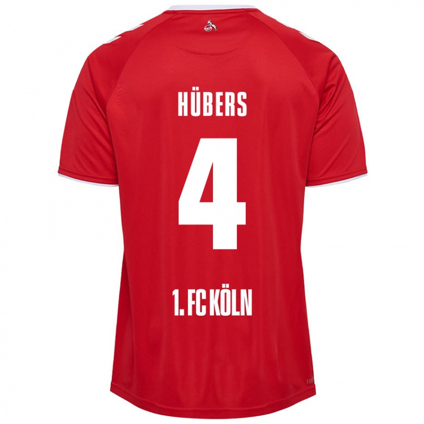 Enfant Maillot Timo Hübers #4 Rouge Blanc Tenues Extérieur 2024/25 T-Shirt Belgique