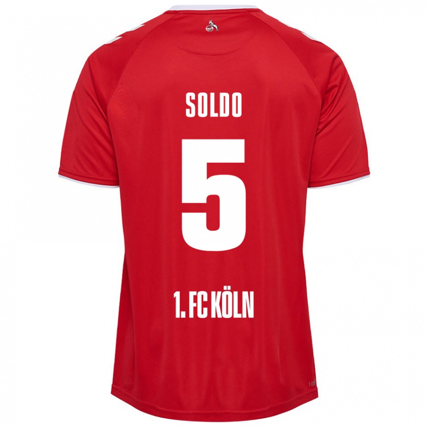 Enfant Maillot Nikola Soldo #5 Rouge Blanc Tenues Extérieur 2024/25 T-Shirt Belgique