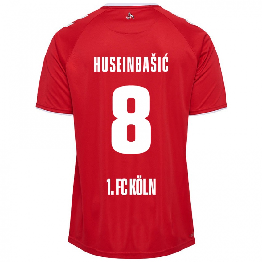 Enfant Maillot Denis Huseinbasic #8 Rouge Blanc Tenues Extérieur 2024/25 T-Shirt Belgique