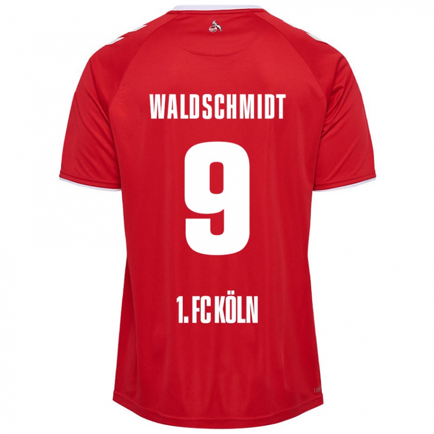 Enfant Maillot Luca Waldschmidt #9 Rouge Blanc Tenues Extérieur 2024/25 T-Shirt Belgique