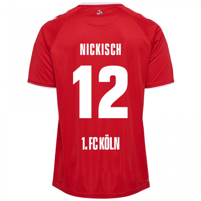 Enfant Maillot Jonas Nickisch #12 Rouge Blanc Tenues Extérieur 2024/25 T-Shirt Belgique