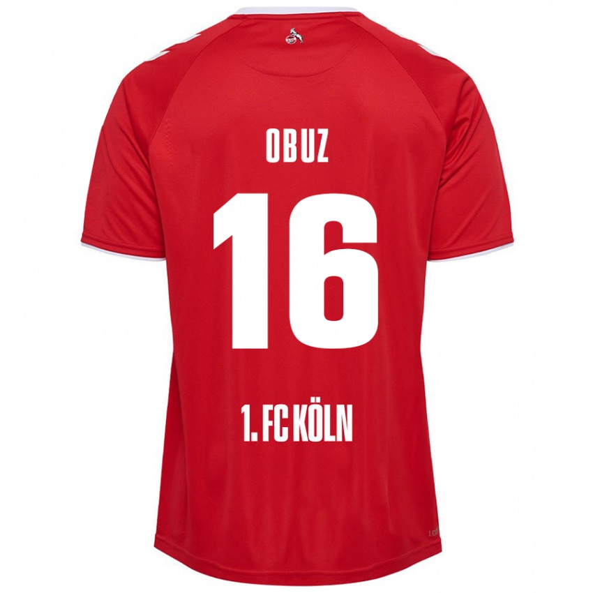 Enfant Maillot Marvin Obuz #16 Rouge Blanc Tenues Extérieur 2024/25 T-Shirt Belgique