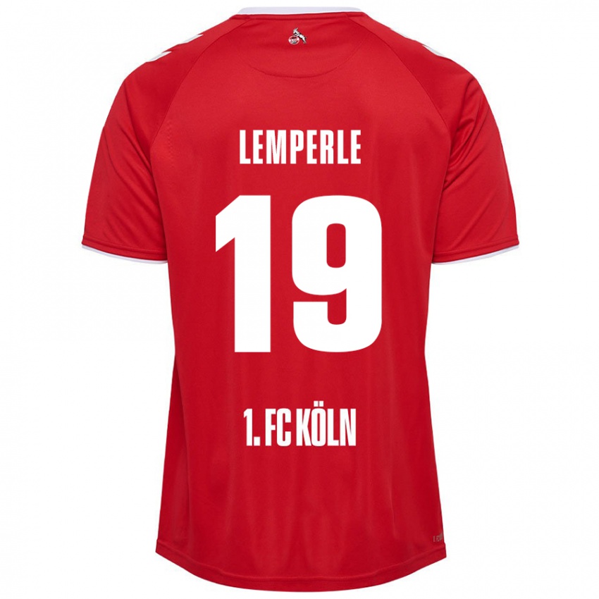 Enfant Maillot Tim Lemperle #19 Rouge Blanc Tenues Extérieur 2024/25 T-Shirt Belgique