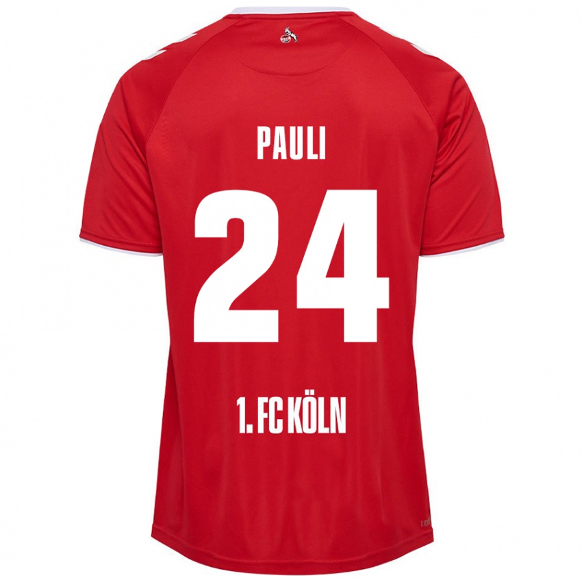 Enfant Maillot Julian Pauli #24 Rouge Blanc Tenues Extérieur 2024/25 T-Shirt Belgique