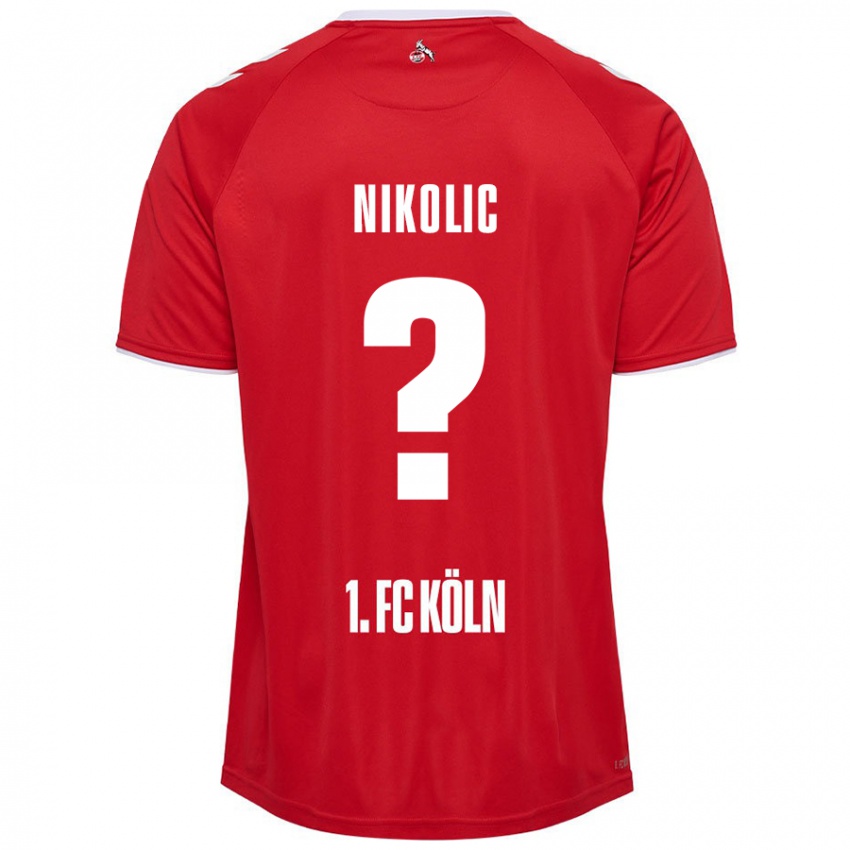 Enfant Maillot Milan Nikolic #0 Rouge Blanc Tenues Extérieur 2024/25 T-Shirt Belgique