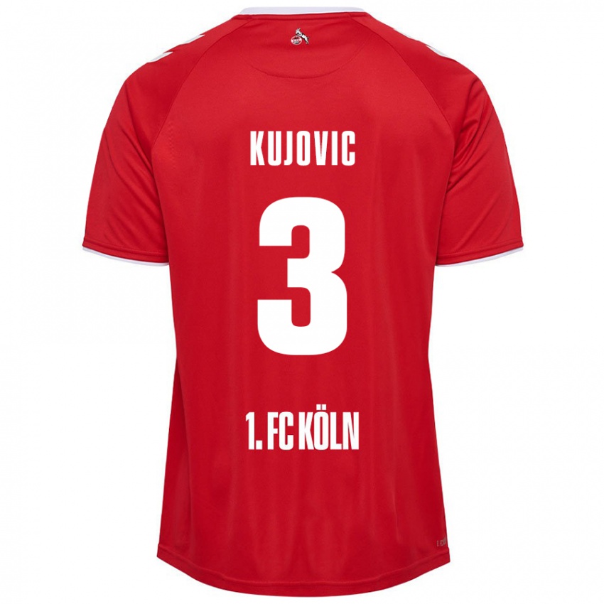 Enfant Maillot Emin Kujovic #3 Rouge Blanc Tenues Extérieur 2024/25 T-Shirt Belgique