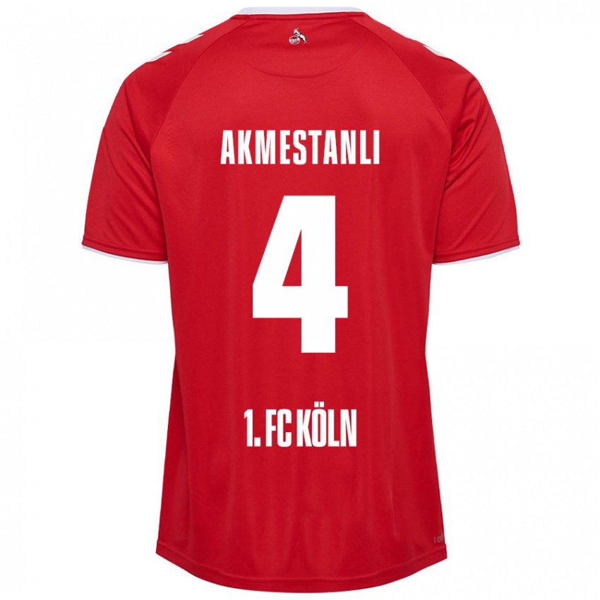 Enfant Maillot Teoman Akmestanli #4 Rouge Blanc Tenues Extérieur 2024/25 T-Shirt Belgique