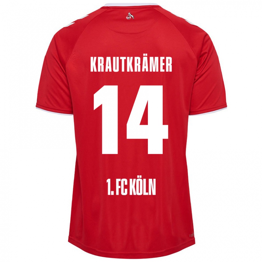 Enfant Maillot Jakob Krautkrämer #14 Rouge Blanc Tenues Extérieur 2024/25 T-Shirt Belgique