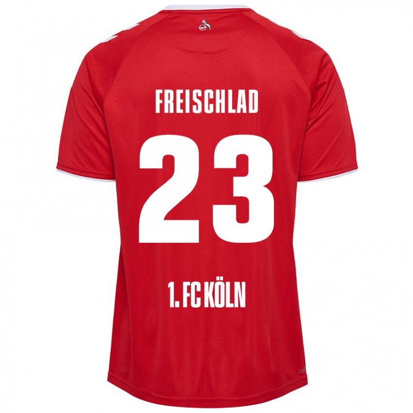 Enfant Maillot Yannick Freischlad #23 Rouge Blanc Tenues Extérieur 2024/25 T-Shirt Belgique