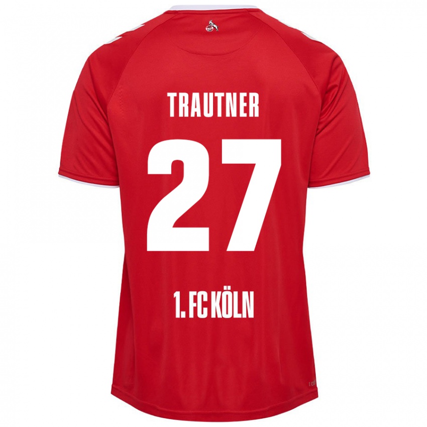 Enfant Maillot Tobias Trautner #27 Rouge Blanc Tenues Extérieur 2024/25 T-Shirt Belgique