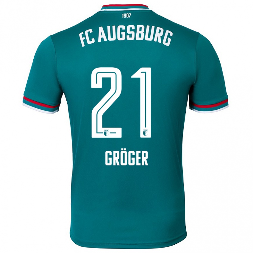 Enfant Maillot Elias Gröger #21 Vert Foncé Tenues Extérieur 2024/25 T-Shirt Belgique