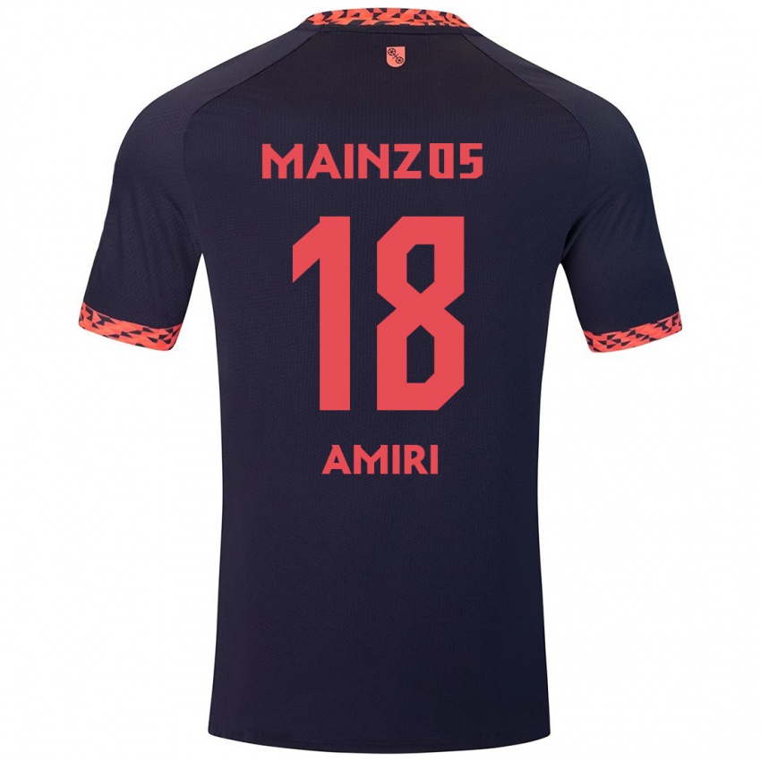 Kinderen Nadiem Amiri #18 Blauw Koraalrood Uitshirt Uittenue 2024/25 T-Shirt België