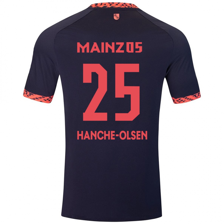 Kinderen Andreas Hanche-Olsen #25 Blauw Koraalrood Uitshirt Uittenue 2024/25 T-Shirt België