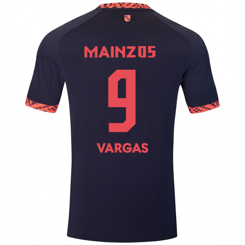 Kinderen Nayrobi Vargas #9 Blauw Koraalrood Uitshirt Uittenue 2024/25 T-Shirt België