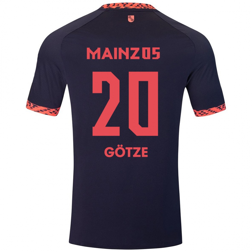 Kinderen Justus Götze #20 Blauw Koraalrood Uitshirt Uittenue 2024/25 T-Shirt België