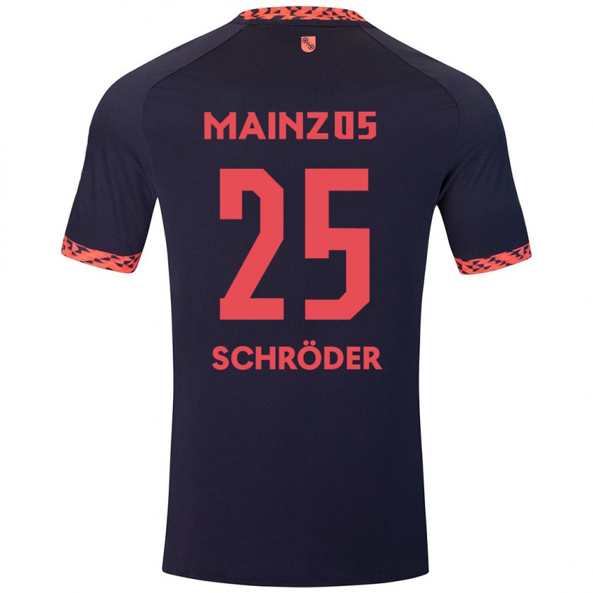 Kinderen Maxim Schröder #25 Blauw Koraalrood Uitshirt Uittenue 2024/25 T-Shirt België