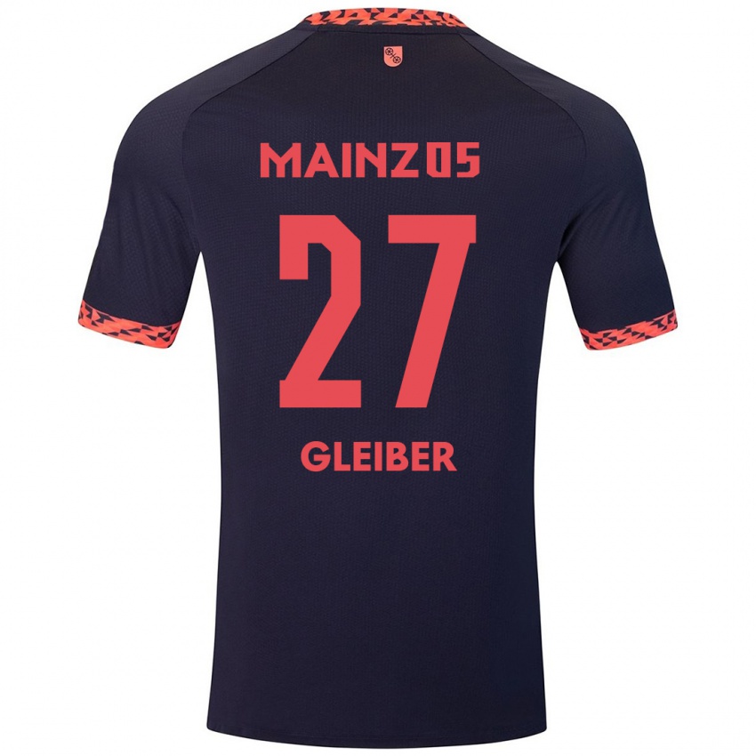 Kinderen Daniel Gleiber #27 Blauw Koraalrood Uitshirt Uittenue 2024/25 T-Shirt België