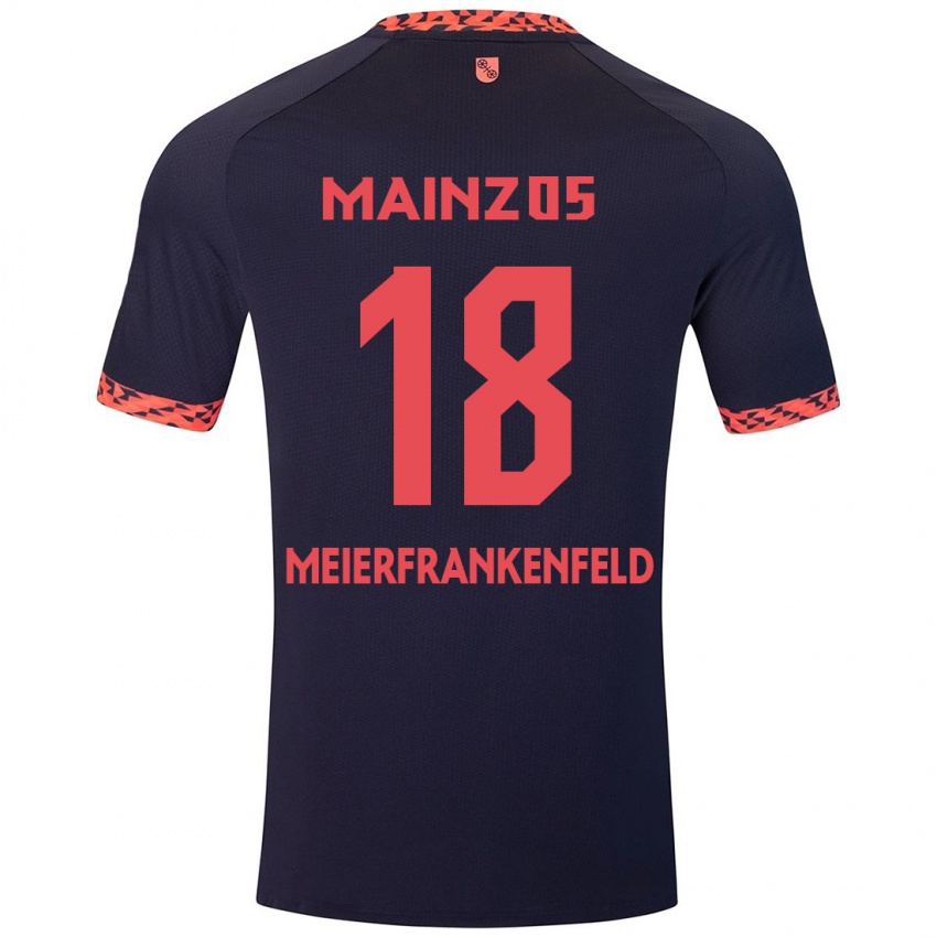 Kinderen Jana Meierfrankenfeld #18 Blauw Koraalrood Uitshirt Uittenue 2024/25 T-Shirt België