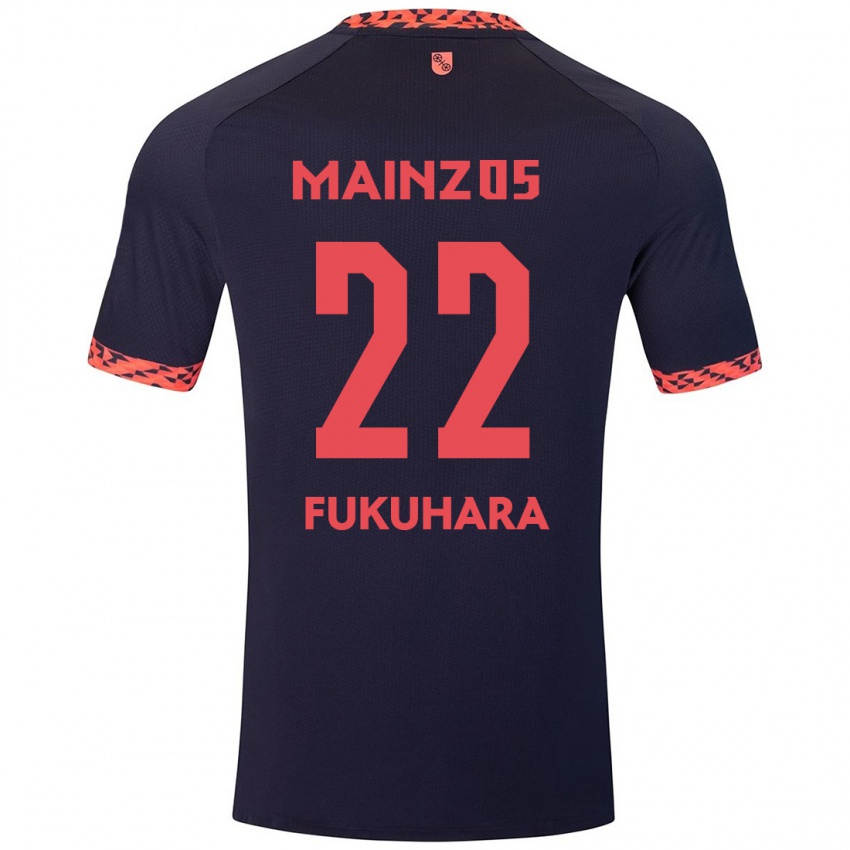 Kinderen Yuuka Fukuhara #22 Blauw Koraalrood Uitshirt Uittenue 2024/25 T-Shirt België