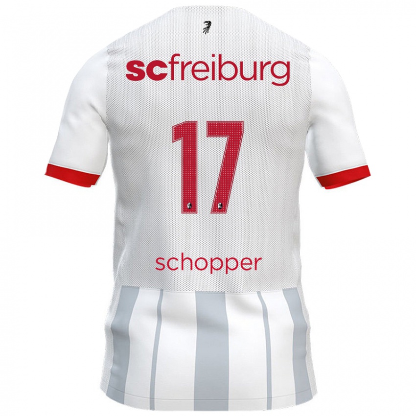 Enfant Maillot David Schopper #17 Blanc Gris Tenues Extérieur 2024/25 T-Shirt Belgique