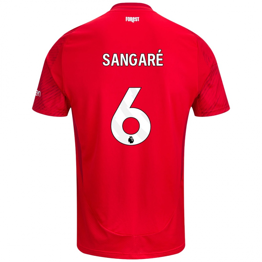 Homme Maillot Ibrahim Sangare #6 Rouge Blanc Tenues Domicile 2024/25 T-Shirt Belgique