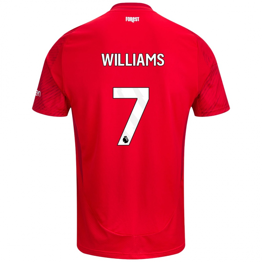 Homme Maillot Neco Williams #7 Rouge Blanc Tenues Domicile 2024/25 T-Shirt Belgique