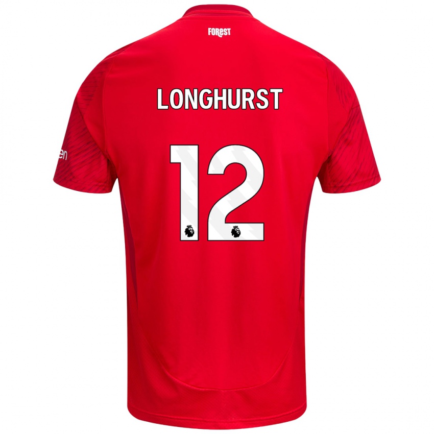 Homme Maillot Kate Longhurst #12 Rouge Blanc Tenues Domicile 2024/25 T-Shirt Belgique