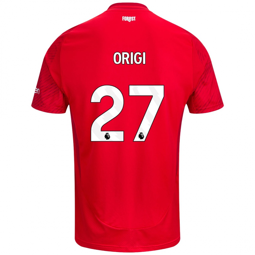 Homme Maillot Divock Origi #27 Rouge Blanc Tenues Domicile 2024/25 T-Shirt Belgique