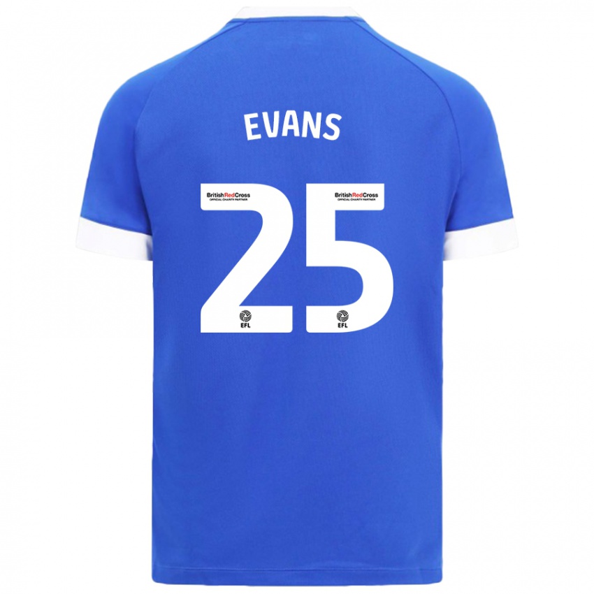 Heren Kieron Evans #25 Hemelsblauw Thuisshirt Thuistenue 2024/25 T-Shirt België