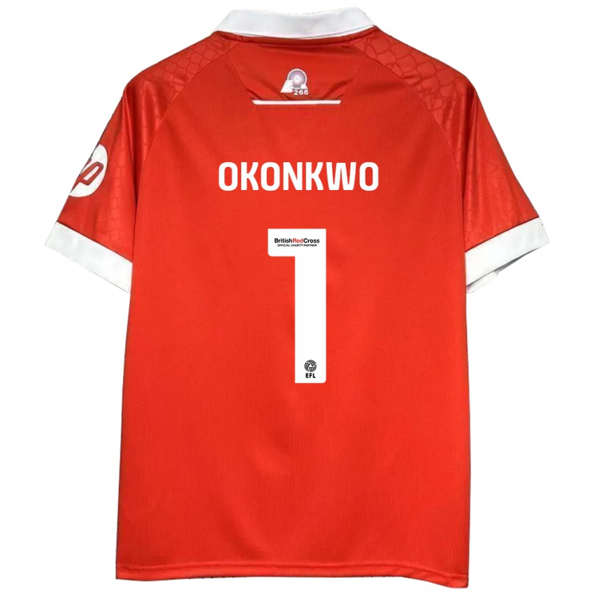 Heren Arthur Okonkwo #1 Rood Wit Thuisshirt Thuistenue 2024/25 T-Shirt België