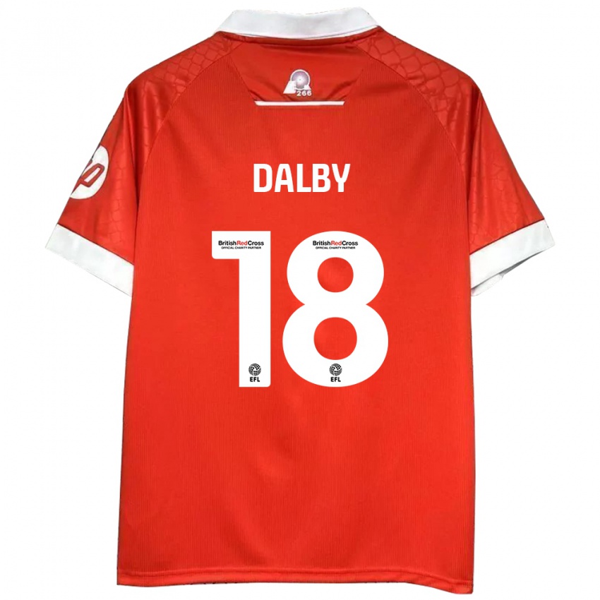 Homme Maillot Sam Dalby #18 Rouge Blanc Tenues Domicile 2024/25 T-Shirt Belgique