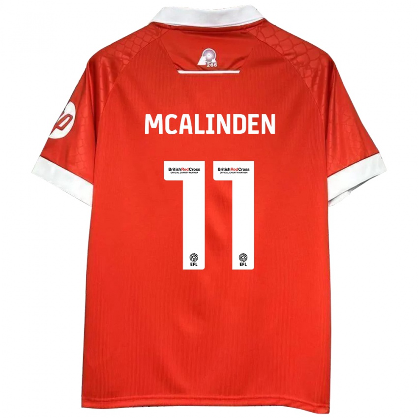 Homme Maillot Liam Mcalinden #11 Rouge Blanc Tenues Domicile 2024/25 T-Shirt Belgique