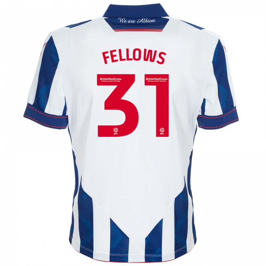 Heren Tom Fellows #31 Wit Donkerblauw Thuisshirt Thuistenue 2024/25 T-Shirt België