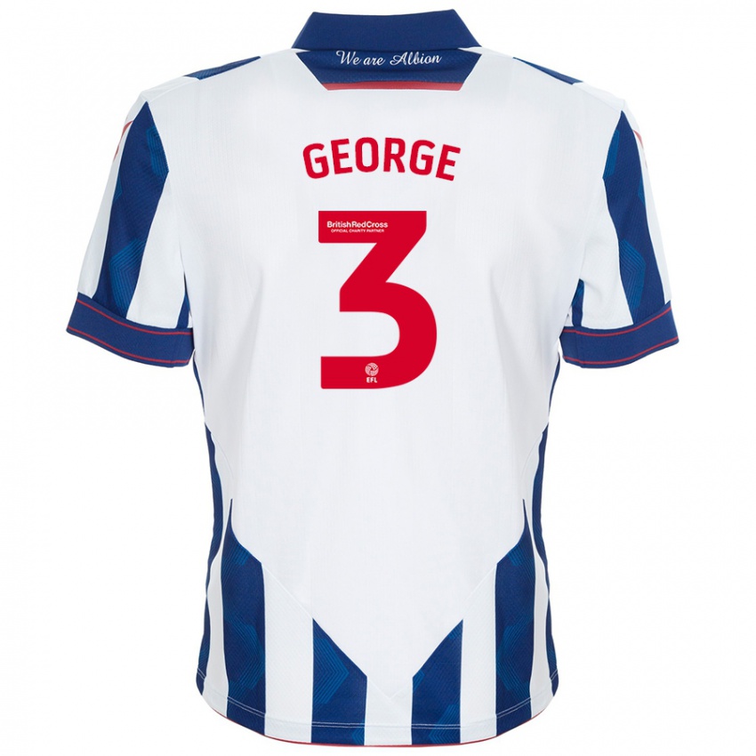 Heren Hannah George #3 Wit Donkerblauw Thuisshirt Thuistenue 2024/25 T-Shirt België