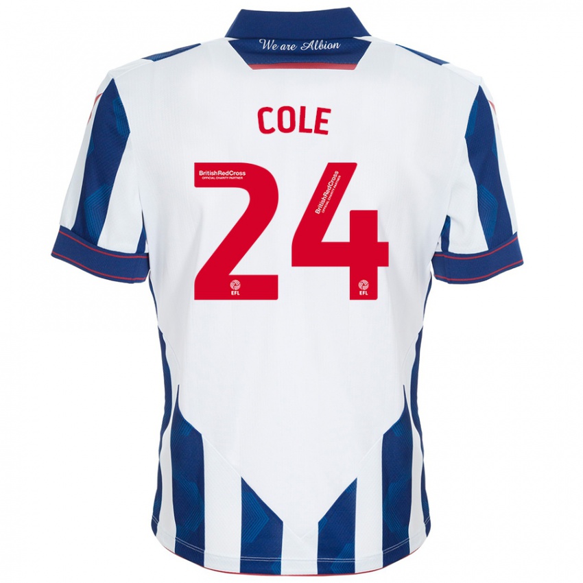 Heren Delphi Cole #24 Wit Donkerblauw Thuisshirt Thuistenue 2024/25 T-Shirt België