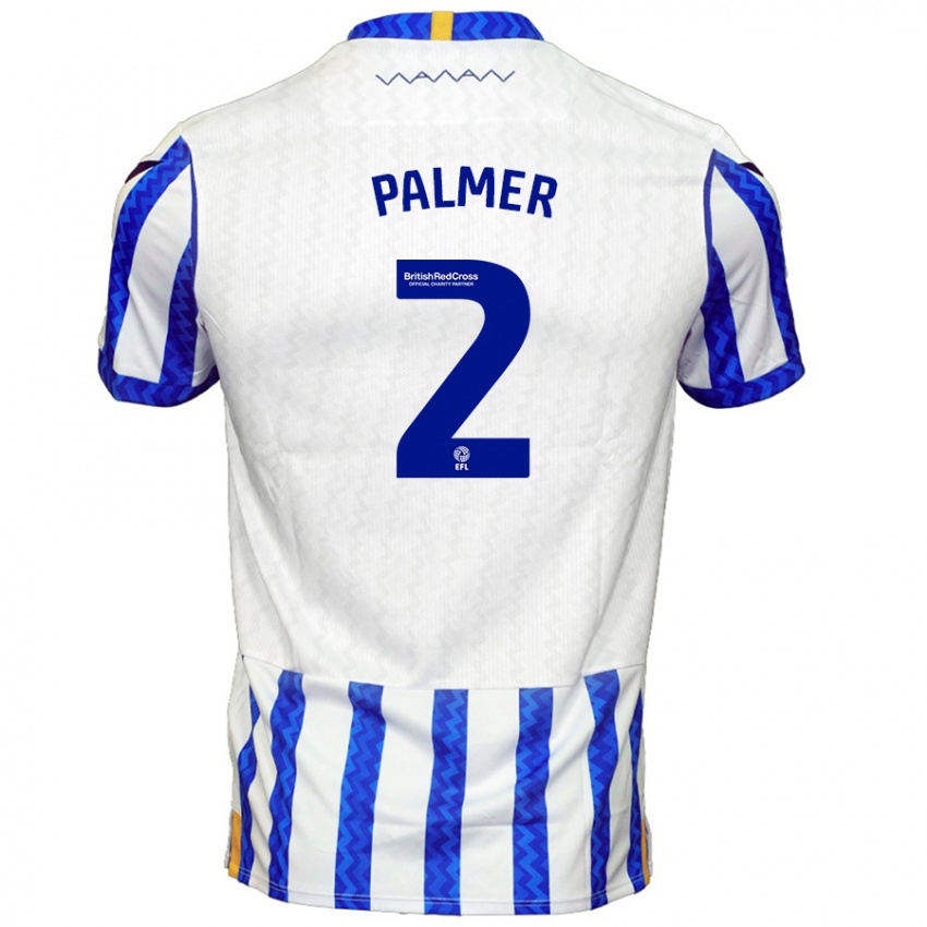 Homme Maillot Liam Palmer #2 Bleu Blanc Tenues Domicile 2024/25 T-Shirt Belgique