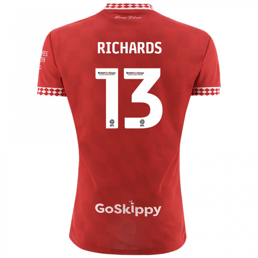 Heren Harvey Wiles-Richards #13 Rood Thuisshirt Thuistenue 2024/25 T-Shirt België